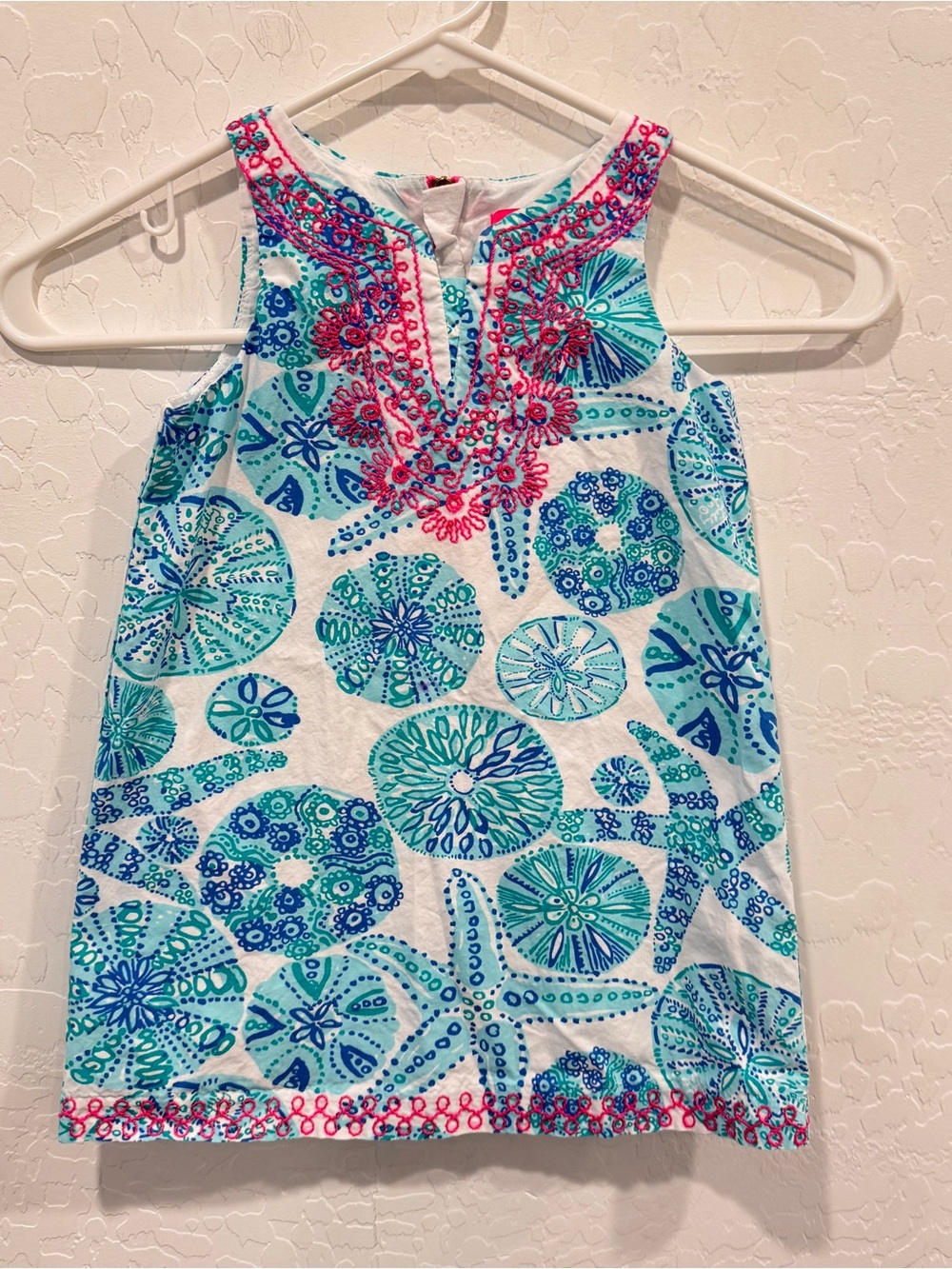 Lilly Pulitzer Embroidered Tank Dress Girls 3T Cotton Colorful Coastal Resort